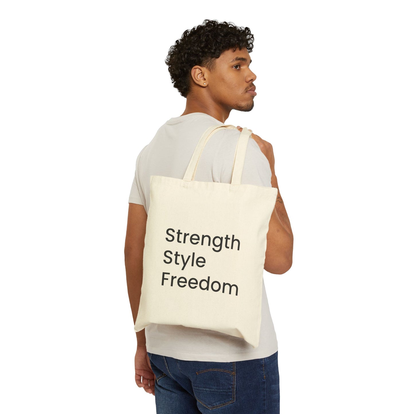 Fitness Tote Bag – 'No Pain No Gain' Canvas Gym Tote (Strength • Style • Freedom)