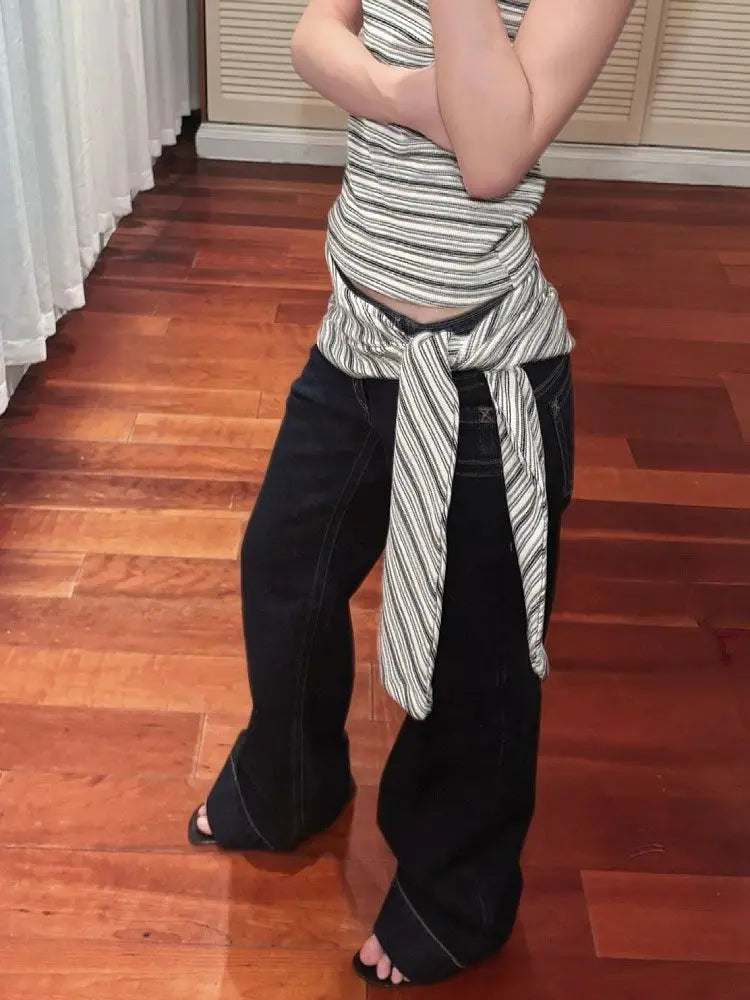 American Vintage Low Waist Wide Leg Jeans Women Spring Autumn Loose Drapey Tall Extended Length Hot Girls Casual Wide Leg Pants