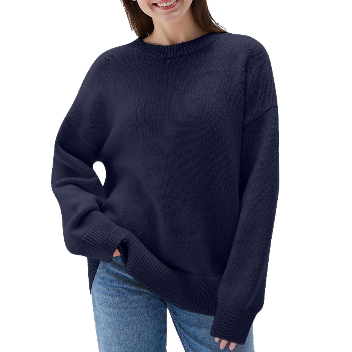 Women's Loose Casual Round Neck Long Sleeved Sweatshirt