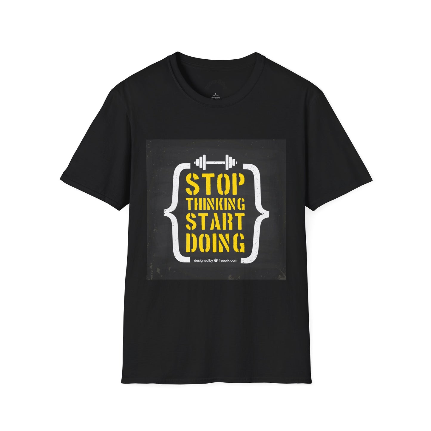 Motivational Fitness T-Shirt — “Stop Thinking Start Doing” / No Days Off