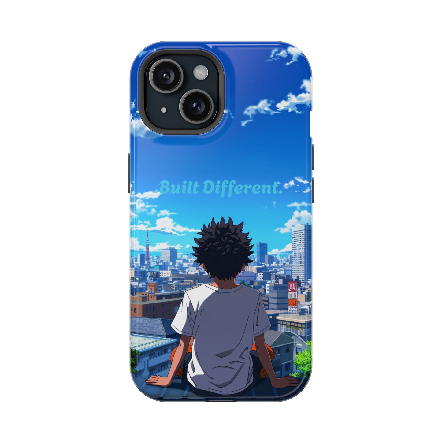 Phone Case — "Built Different" Anime Cityscape Impact-Resistant Case