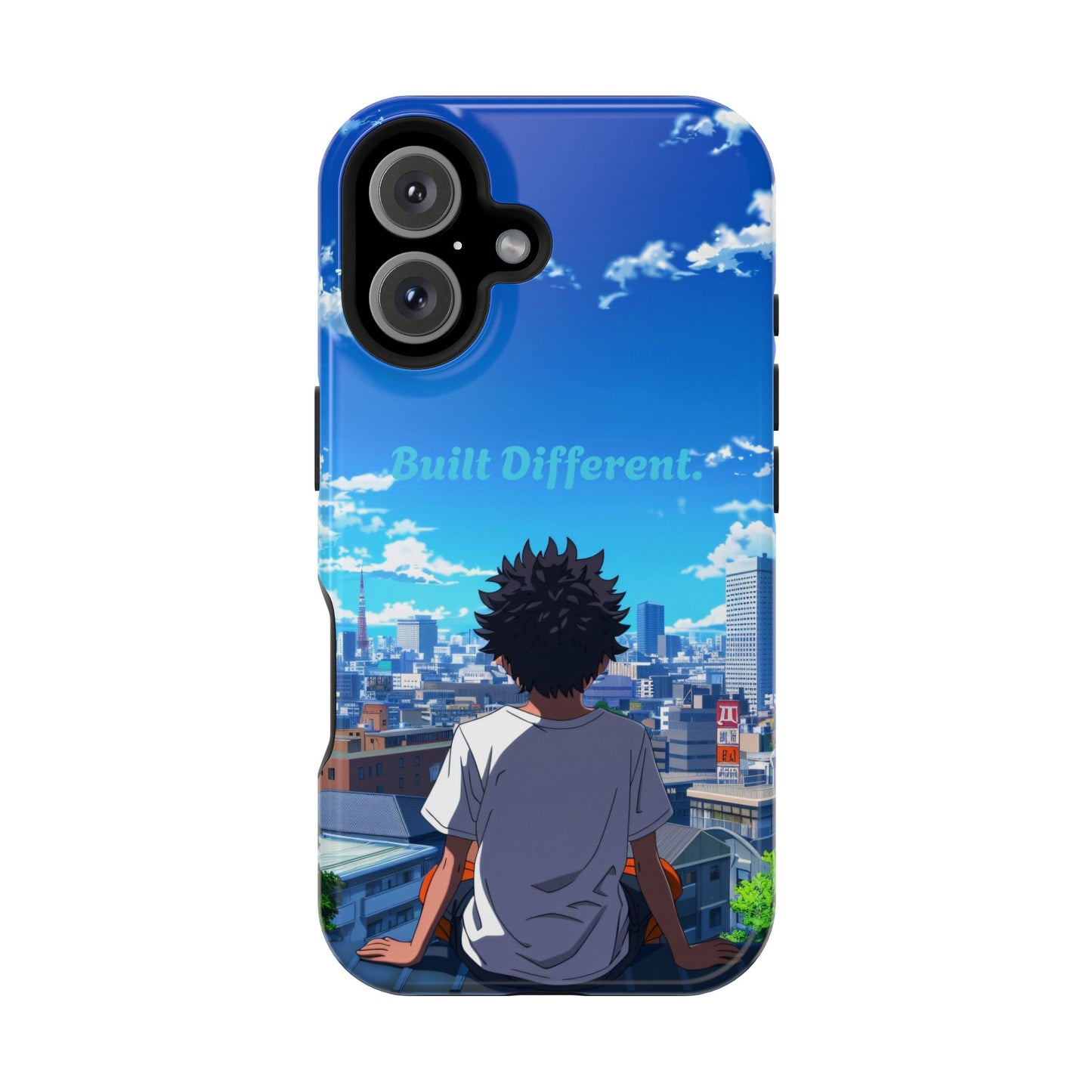 Phone Case — "Built Different" Anime Cityscape Impact-Resistant Case