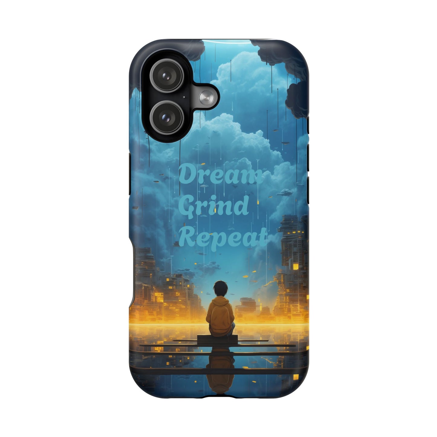 Impact-Resistant Case — "Dream Grind Repeat" Cityscape Phone Cover