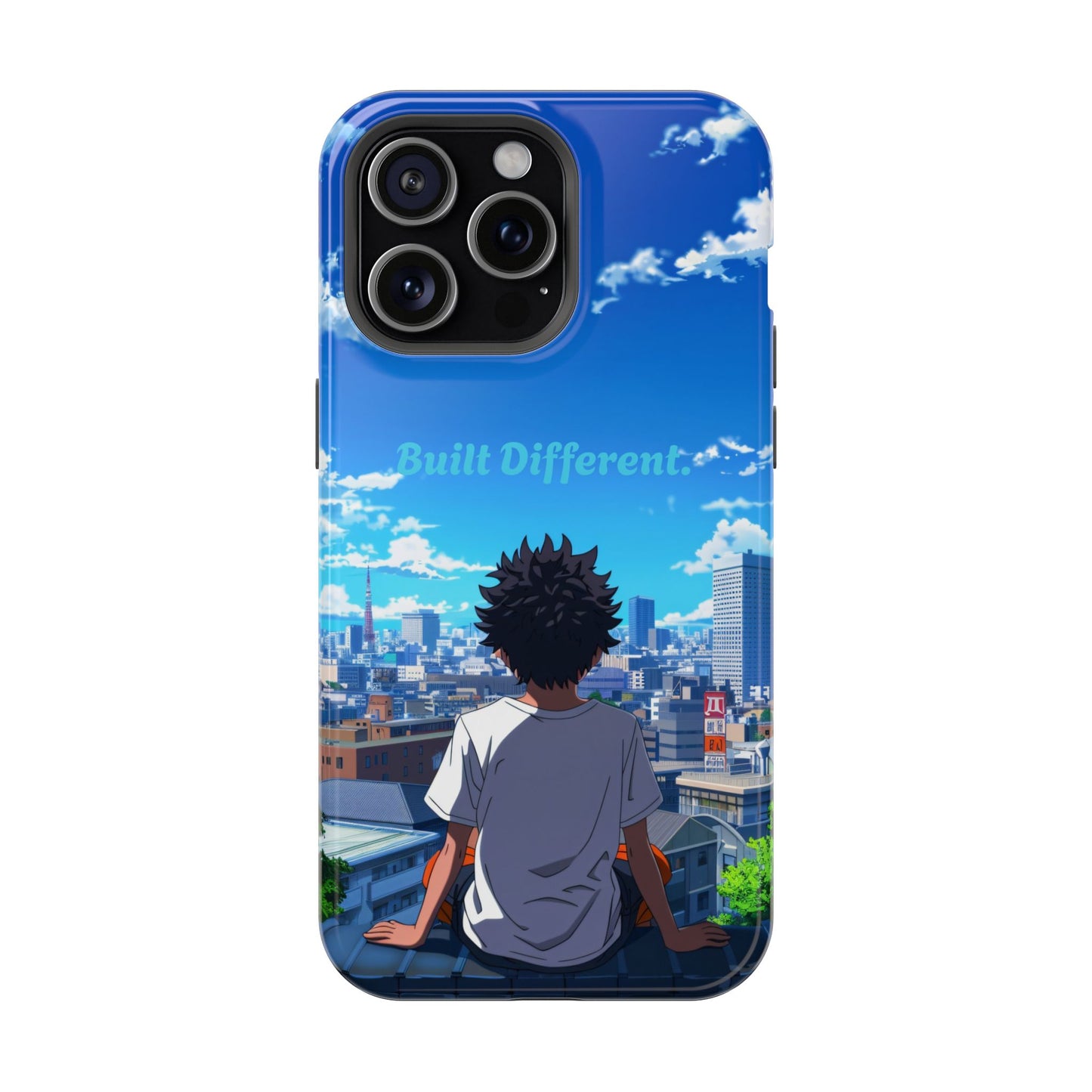 Phone Case — "Built Different" Anime Cityscape Impact-Resistant Case