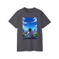 Anime Cityscape Tee — Boy Gazing at Blue Sky Graphic T-Shirt