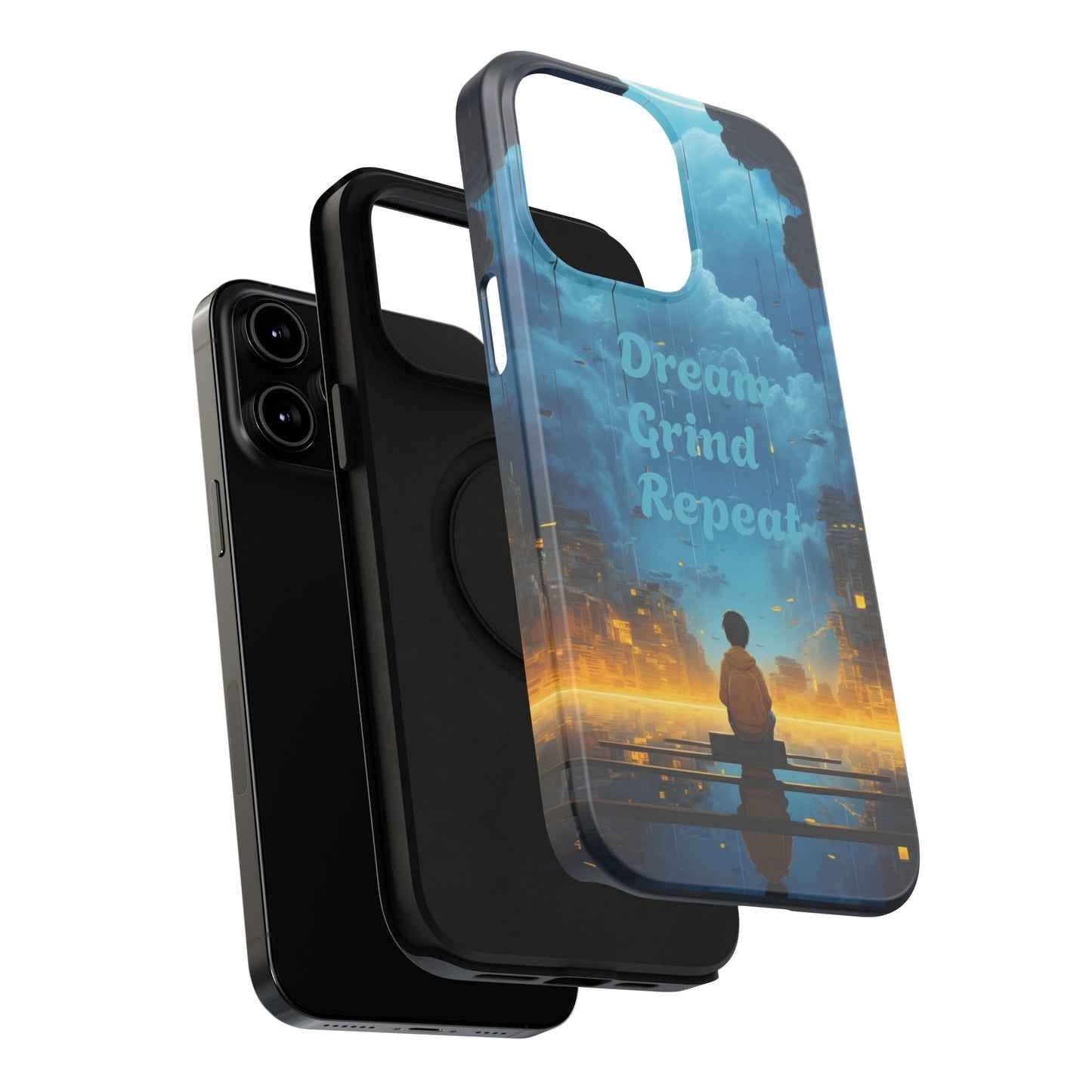 Impact-Resistant Case — "Dream Grind Repeat" Cityscape Phone Cover