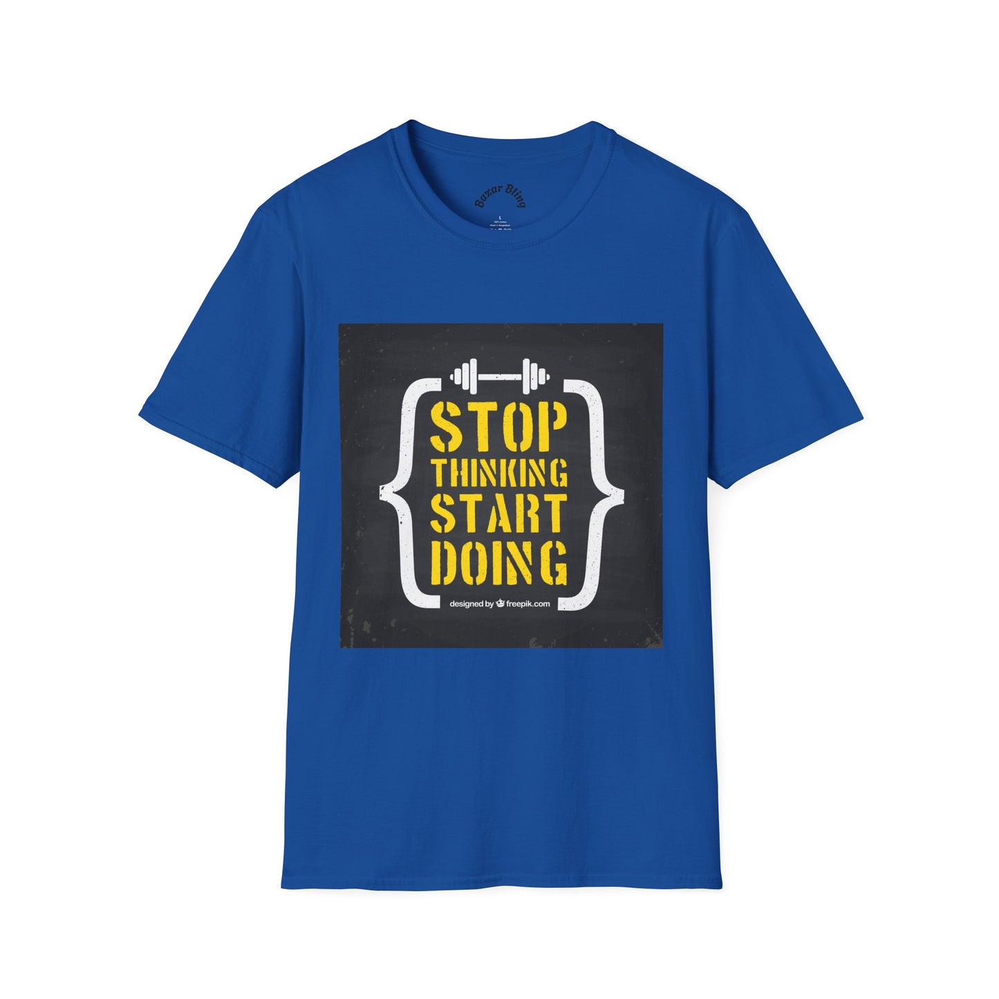 Motivational Fitness T-Shirt — “Stop Thinking Start Doing” / No Days Off