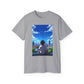 Anime Cityscape Tee — Boy Gazing at Blue Sky Graphic T-Shirt