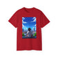 Anime Cityscape Tee — Boy Gazing at Blue Sky Graphic T-Shirt