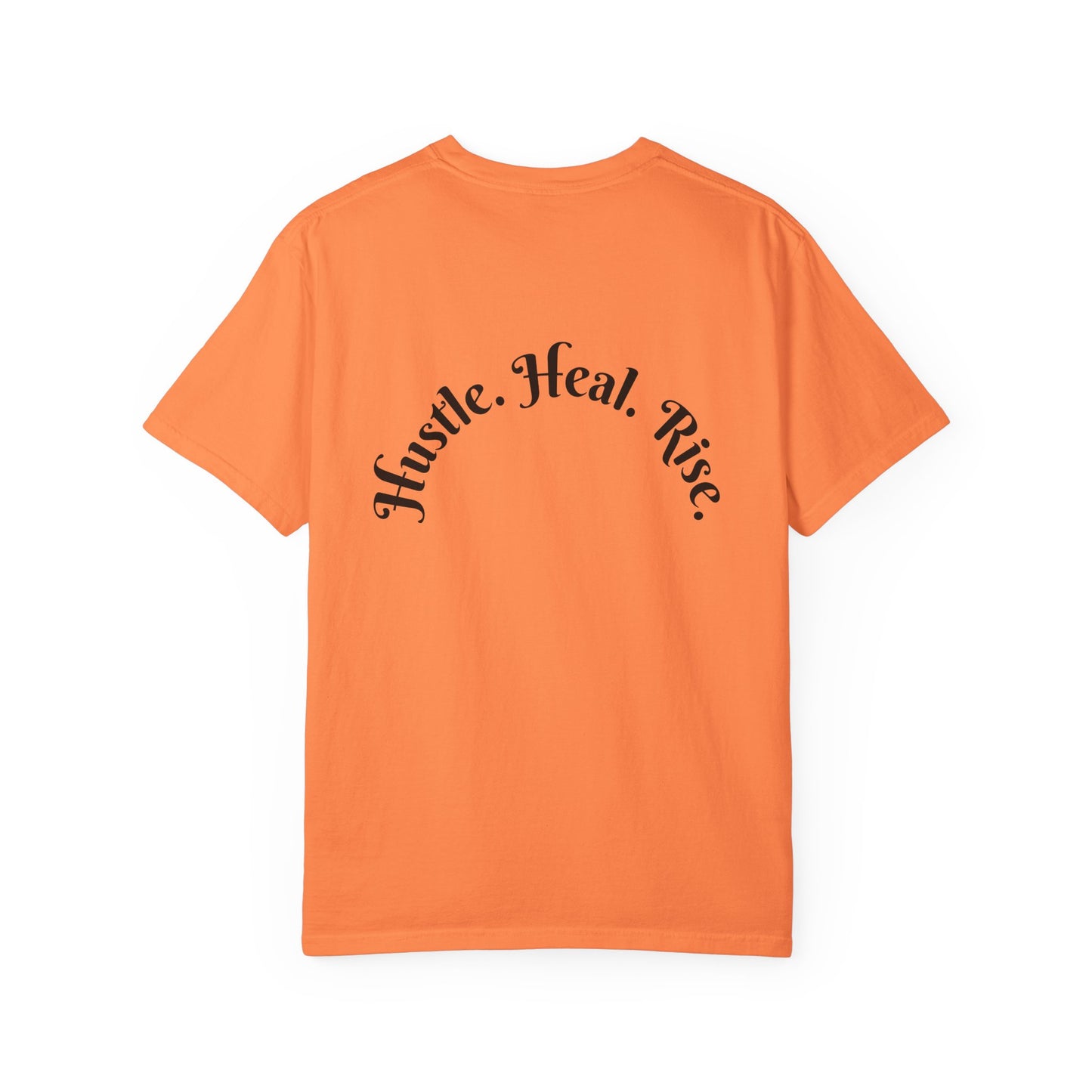 Electric Phoenix Graphic T‑Shirt — 'Hustle. Heal. Rise.' Motivational Tee