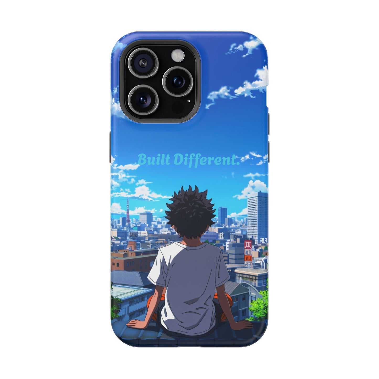 Phone Case — "Built Different" Anime Cityscape Impact-Resistant Case