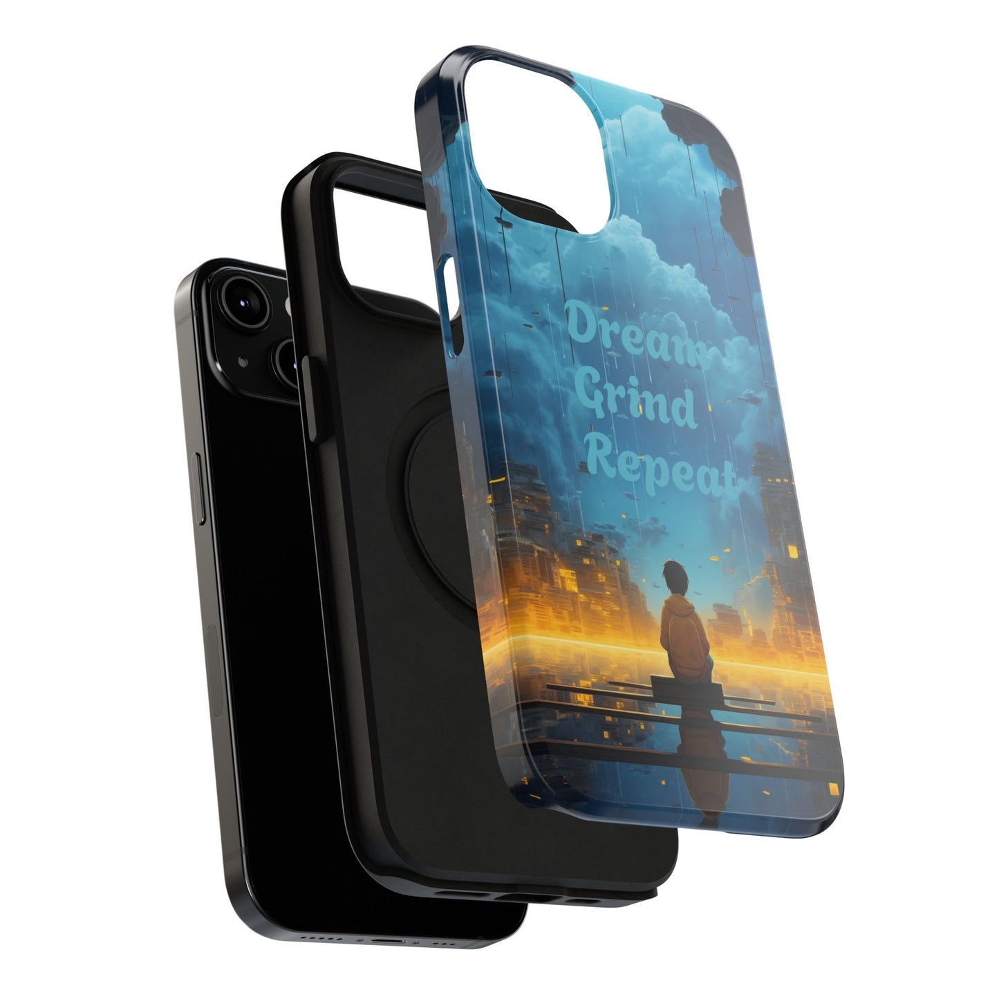 Impact-Resistant Case — "Dream Grind Repeat" Cityscape Phone Cover