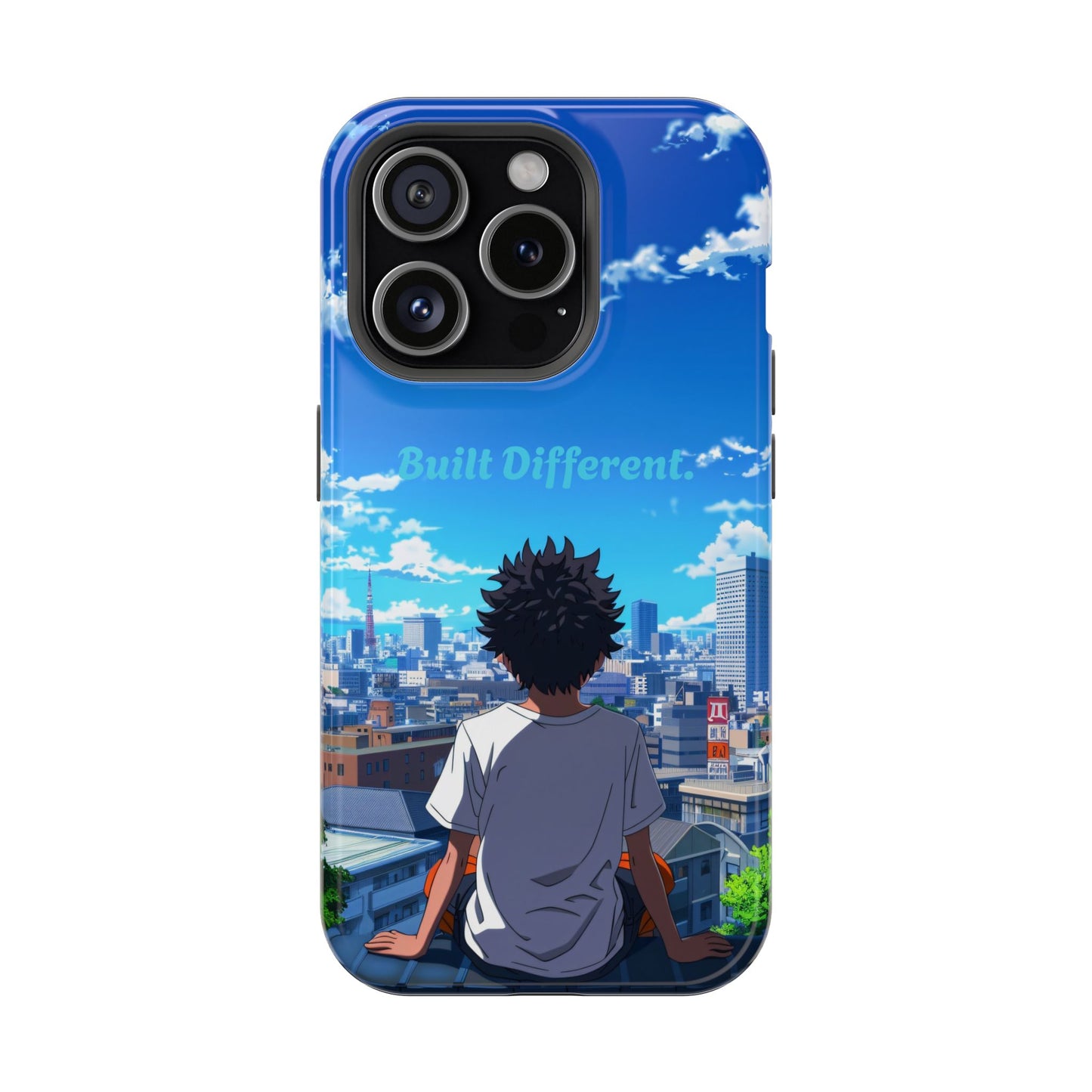 Phone Case — "Built Different" Anime Cityscape Impact-Resistant Case