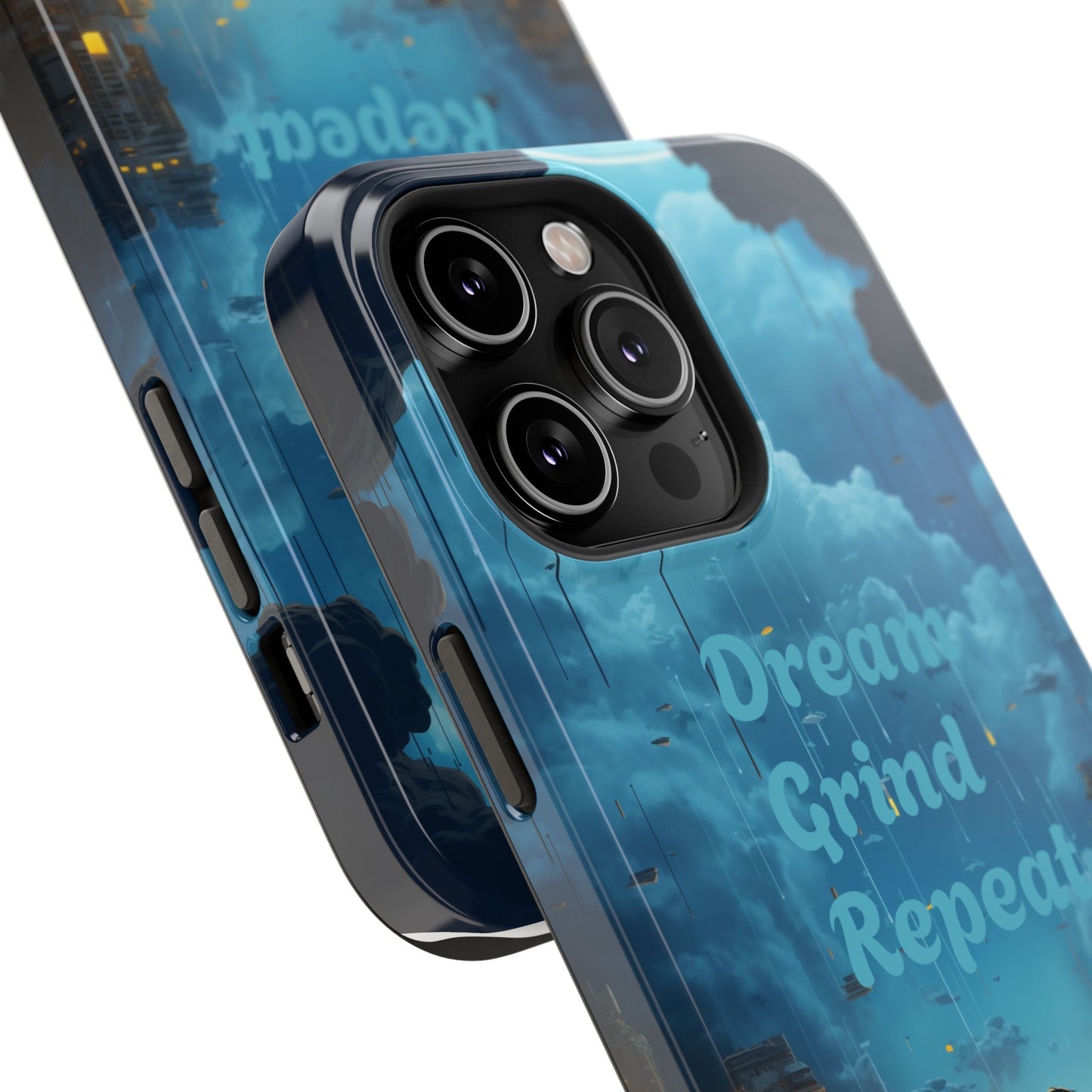 Impact-Resistant Case — "Dream Grind Repeat" Cityscape Phone Cover