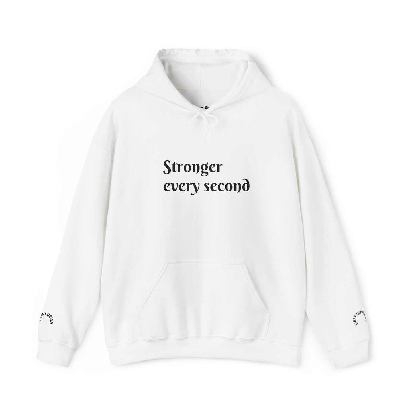 Stronger Every Second Hoodie — Inspirational Minimalist White Pullover