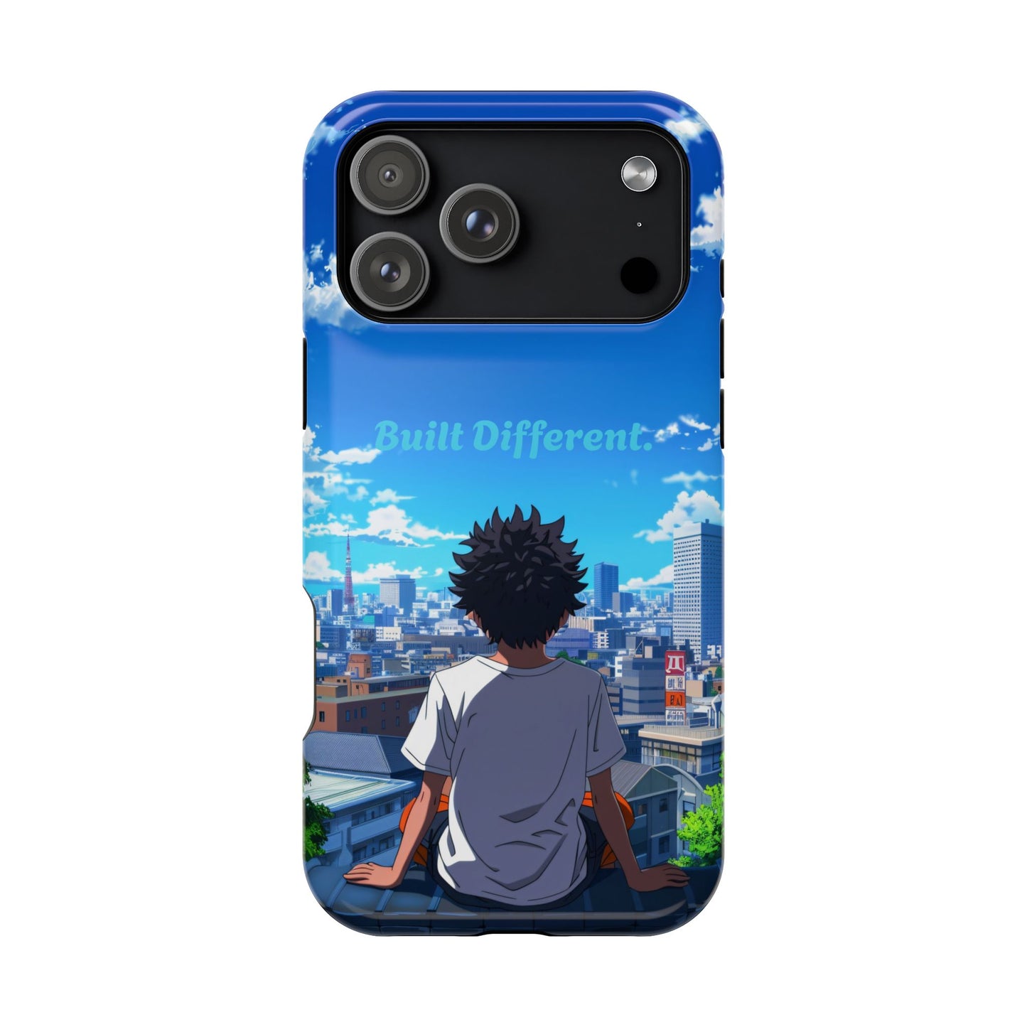 Phone Case — "Built Different" Anime Cityscape Impact-Resistant Case