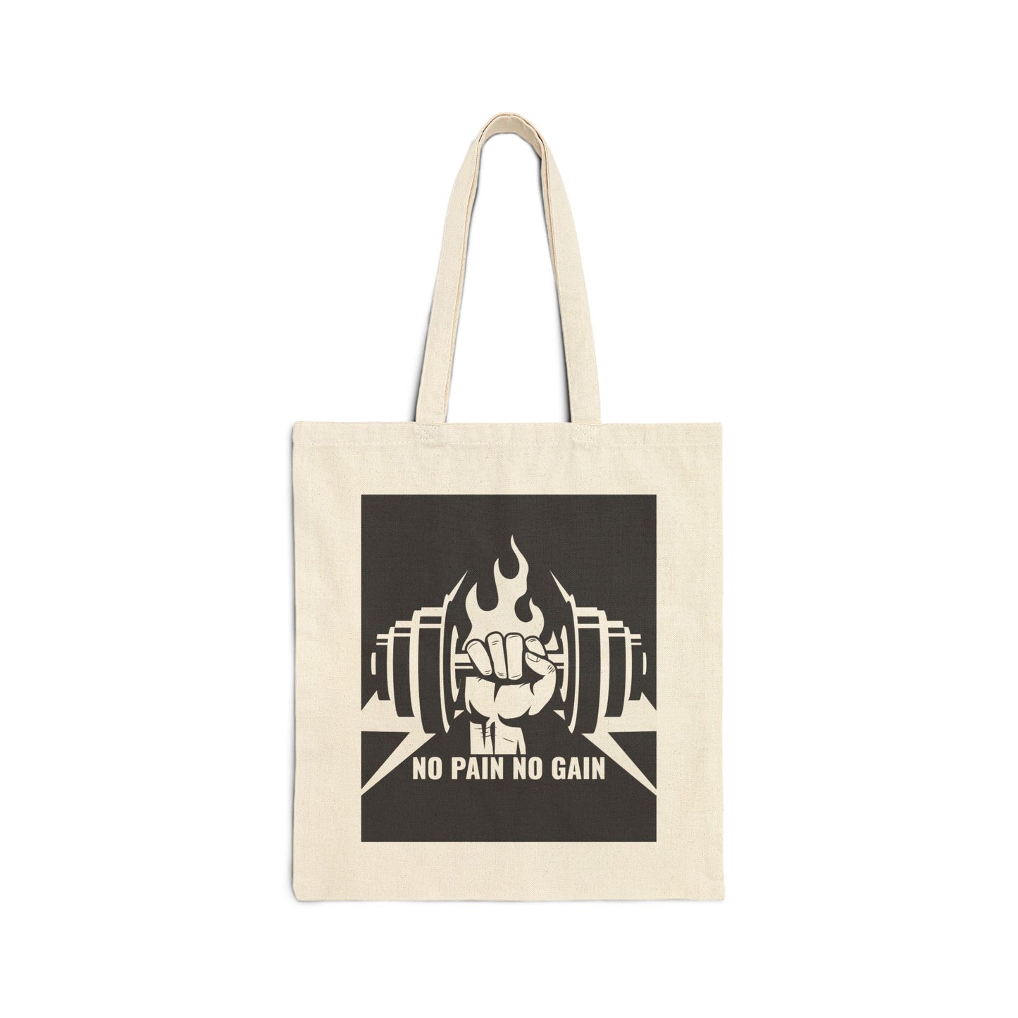 Fitness Tote Bag – 'No Pain No Gain' Canvas Gym Tote (Strength • Style • Freedom)