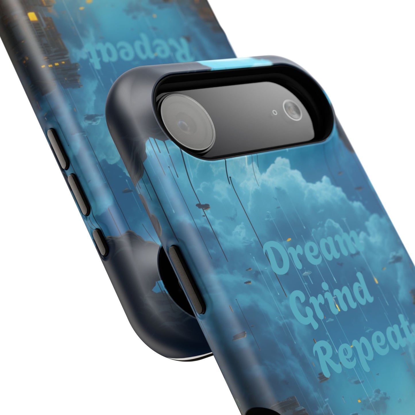 Impact-Resistant Case — "Dream Grind Repeat" Cityscape Phone Cover