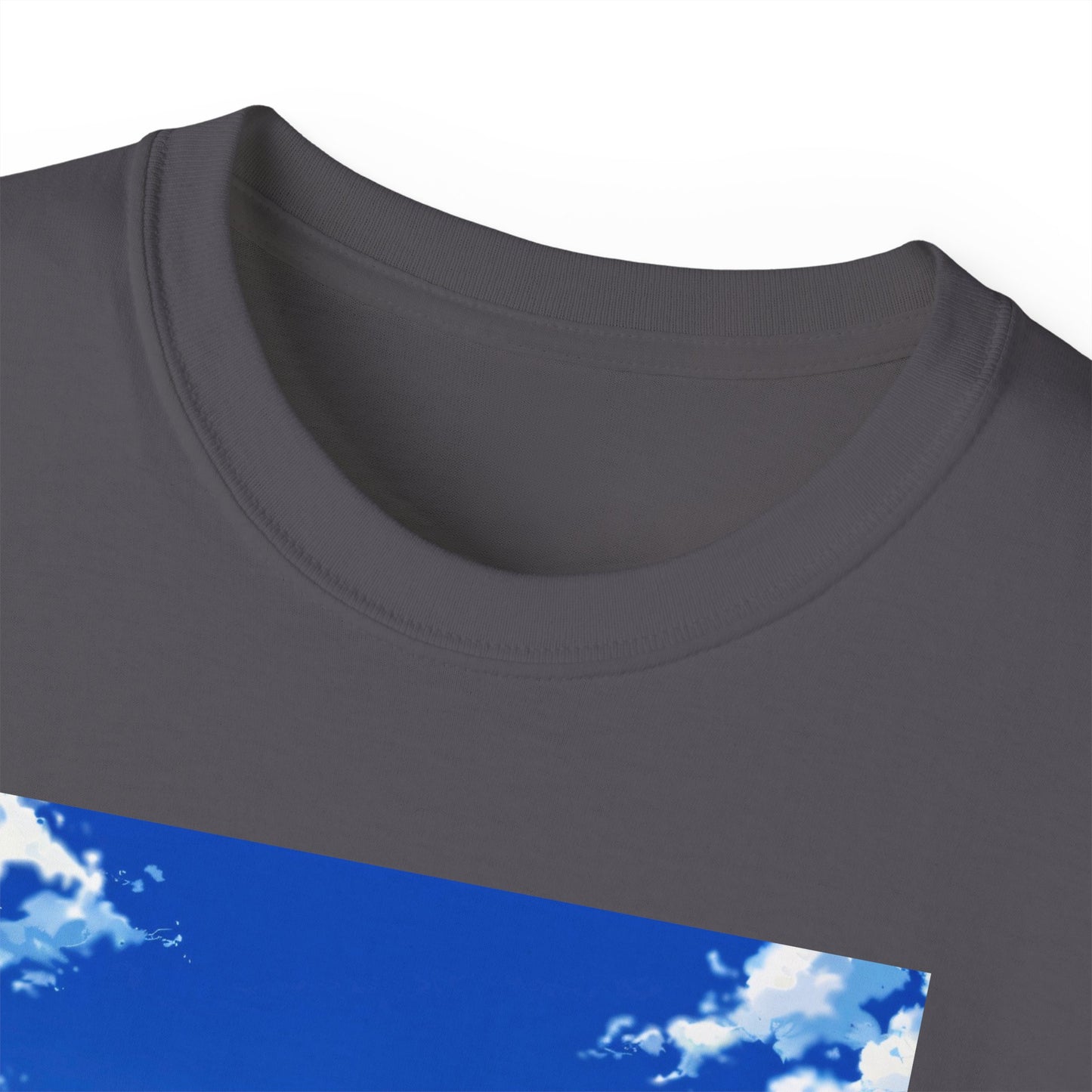 Anime Cityscape Tee — Boy Gazing at Blue Sky Graphic T-Shirt