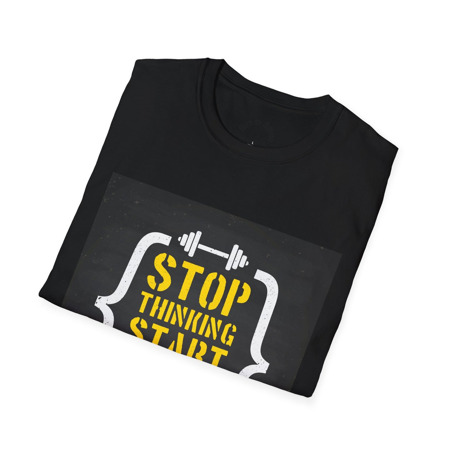 Motivational Fitness T-Shirt — “Stop Thinking Start Doing” / No Days Off