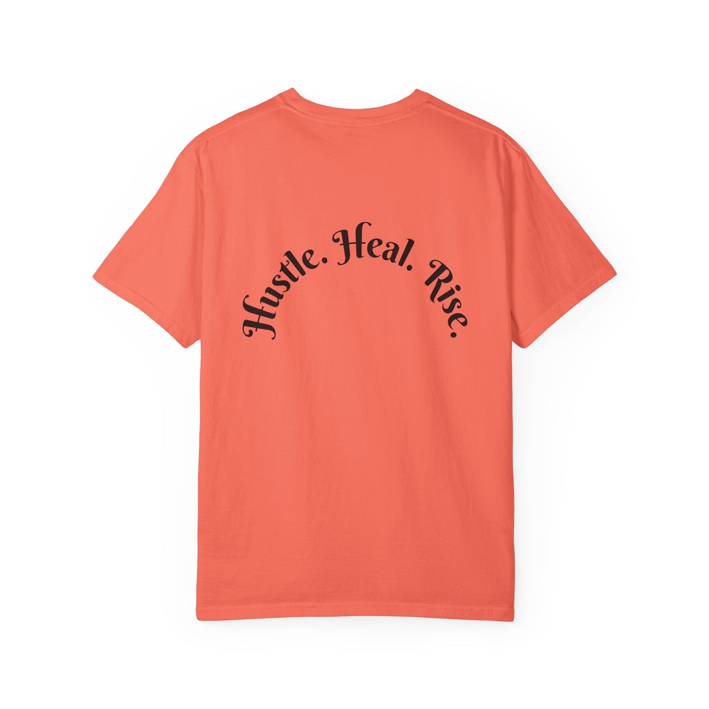 Electric Phoenix Graphic T‑Shirt — 'Hustle. Heal. Rise.' Motivational Tee