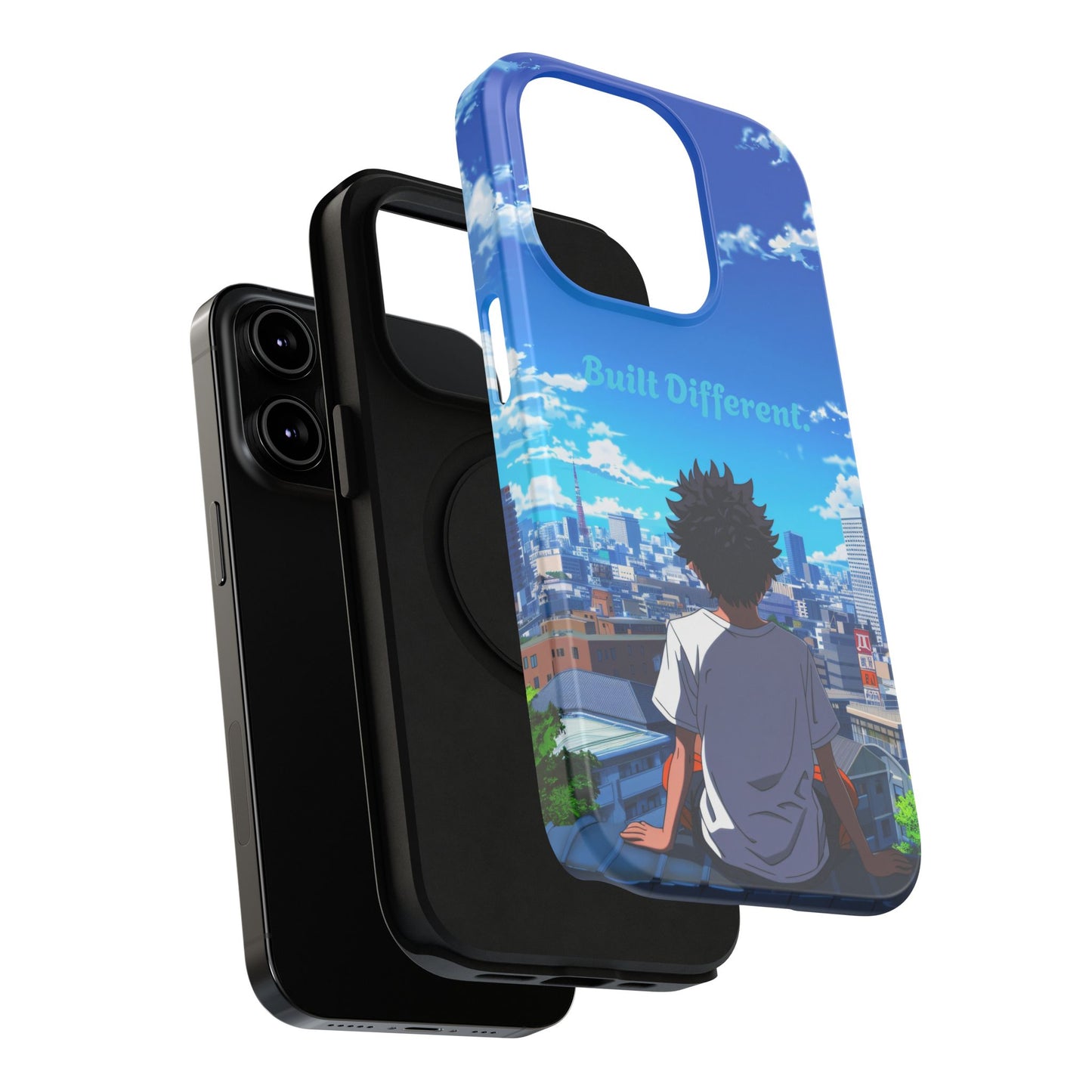 Phone Case — "Built Different" Anime Cityscape Impact-Resistant Case