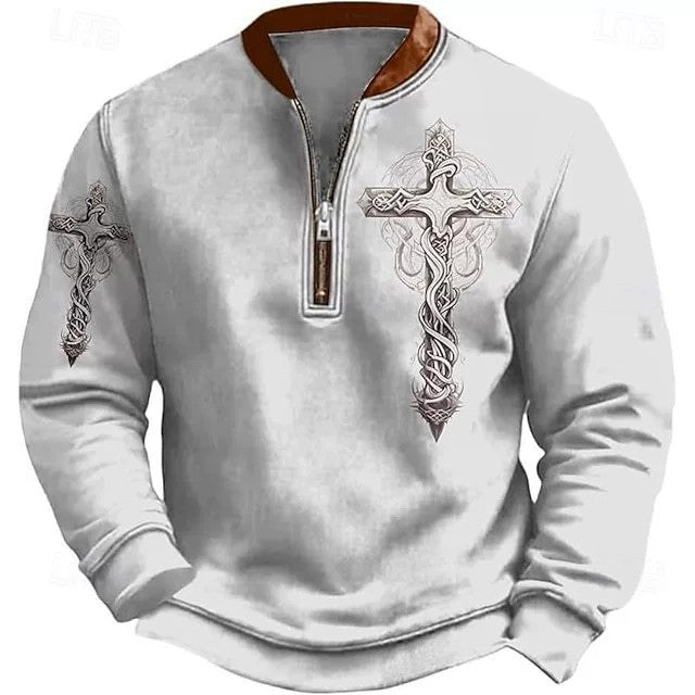 Mens 3D Digital Print Fashion Zip Up Hoodie For Spring And Autumn