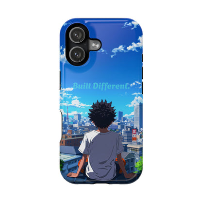 Phone Case — "Built Different" Anime Cityscape Impact-Resistant Case