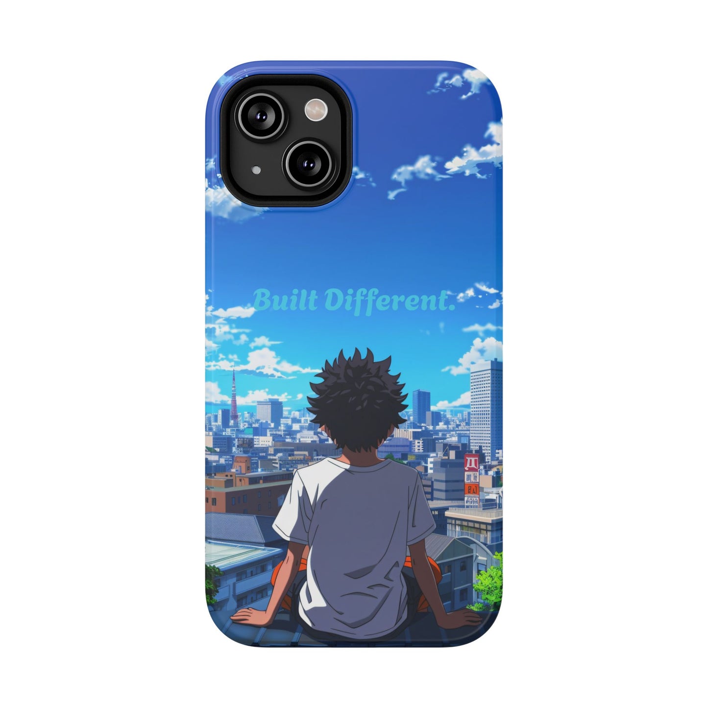 Phone Case — "Built Different" Anime Cityscape Impact-Resistant Case