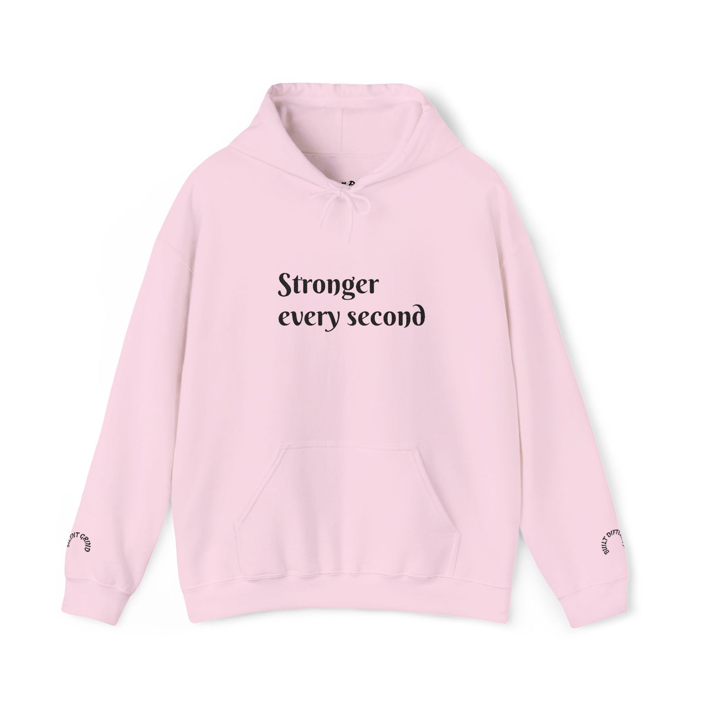 Stronger Every Second Hoodie — Inspirational Minimalist White Pullover