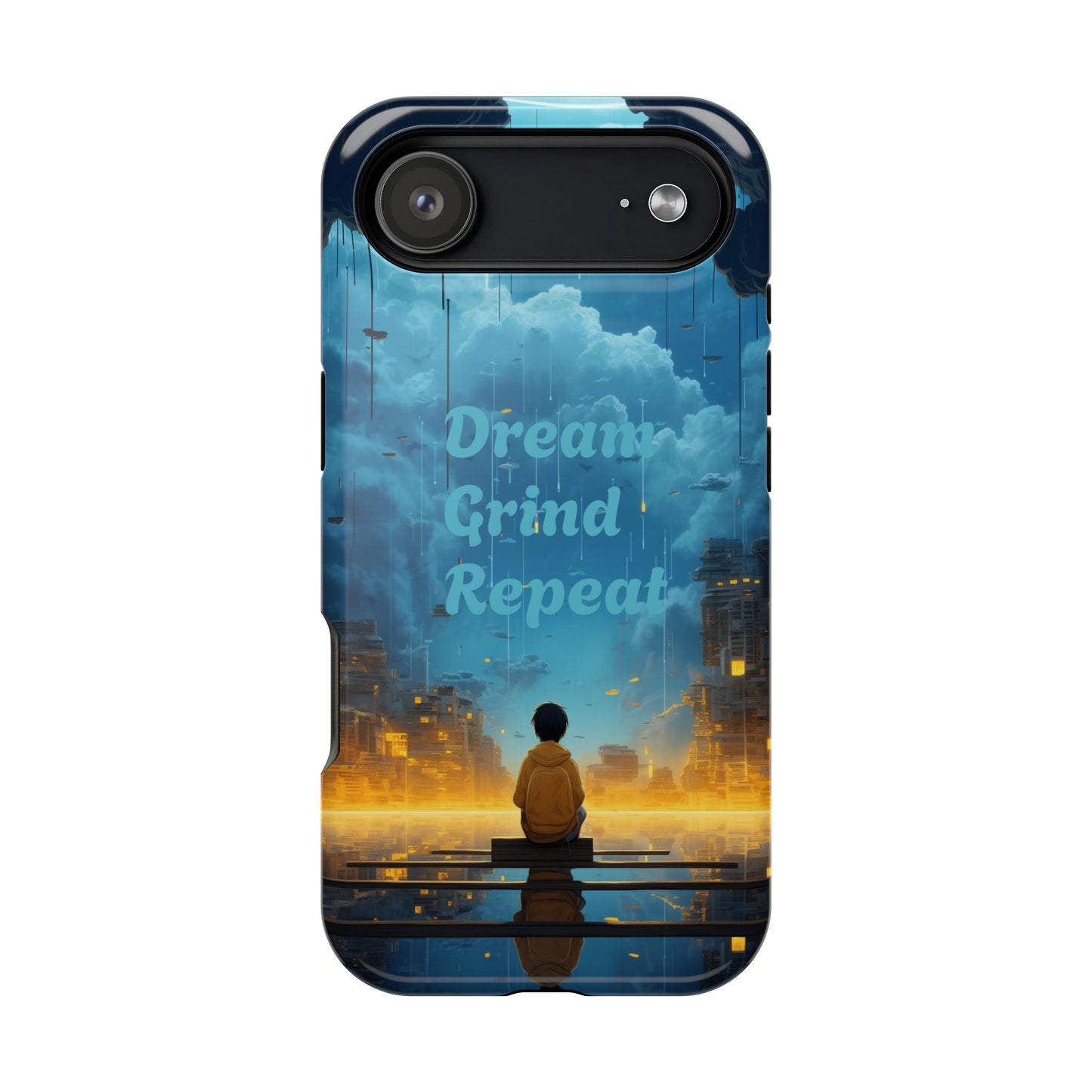 Impact-Resistant Case — "Dream Grind Repeat" Cityscape Phone Cover