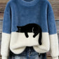 Womens Christmas Pullover Fleece Long-Sleeve Sweater