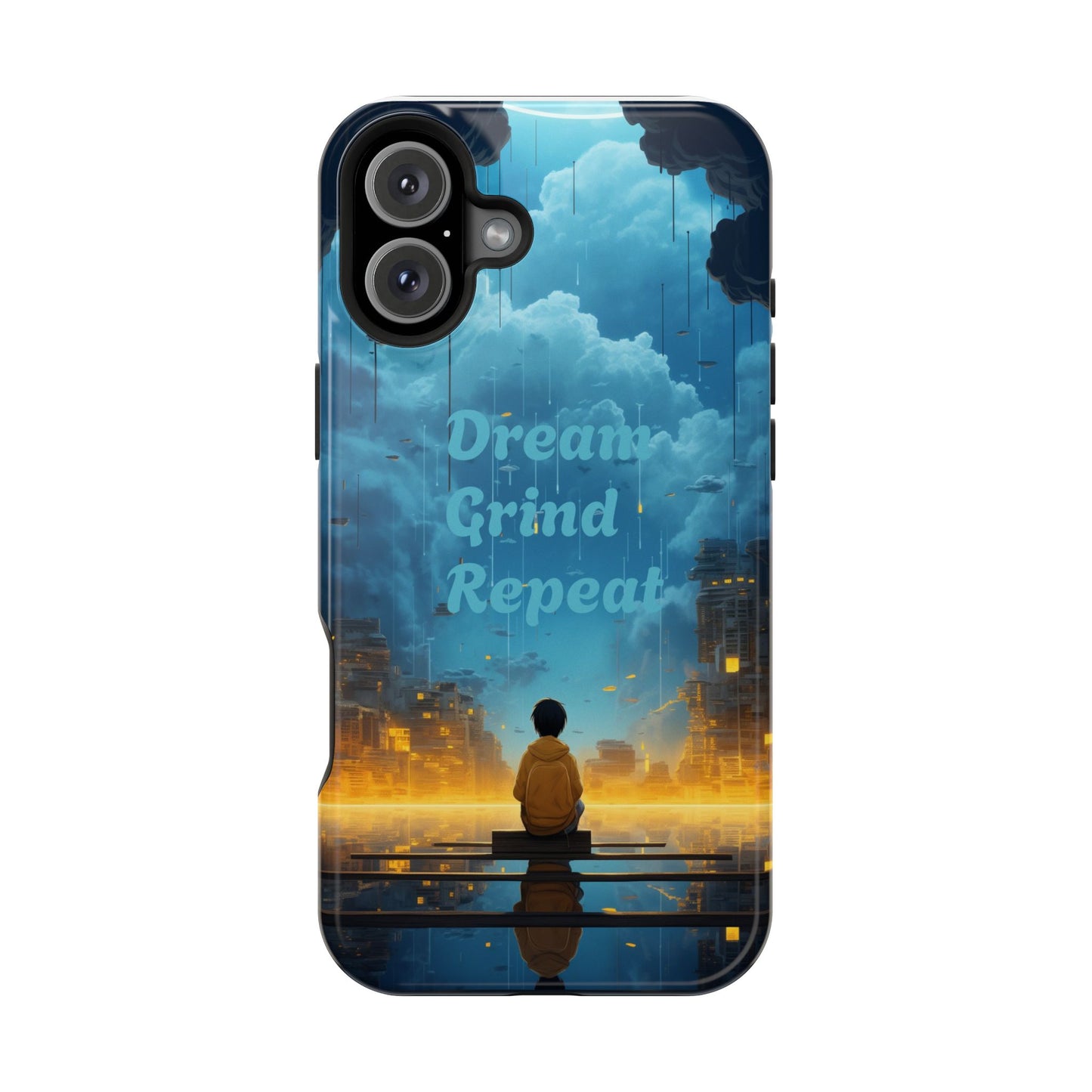 Impact-Resistant Case — "Dream Grind Repeat" Cityscape Phone Cover