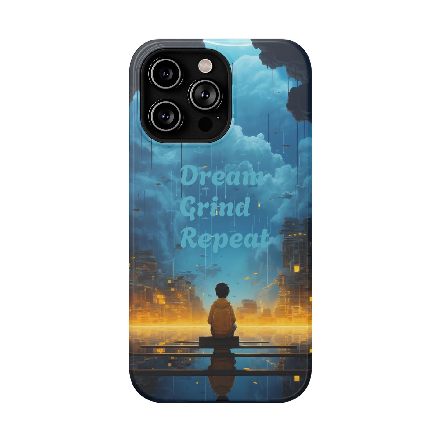 Impact-Resistant Case — "Dream Grind Repeat" Cityscape Phone Cover