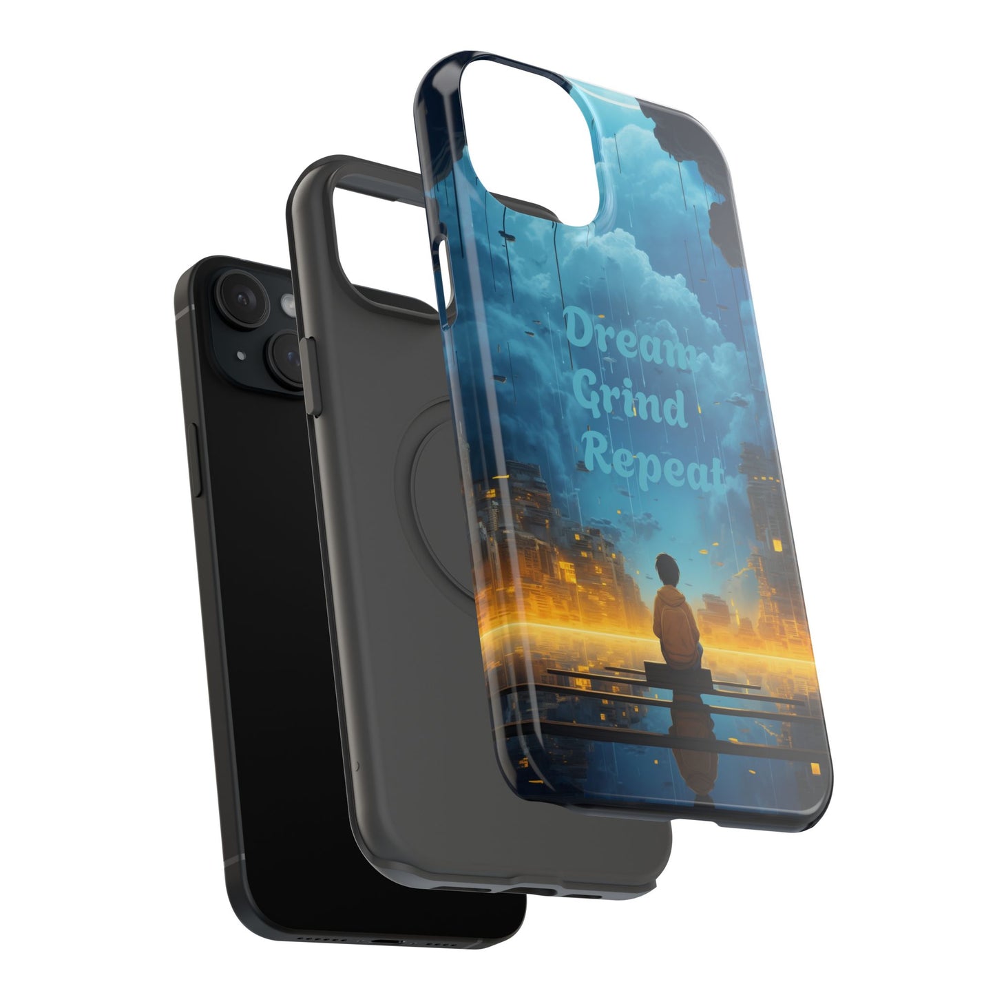 Impact-Resistant Case — "Dream Grind Repeat" Cityscape Phone Cover