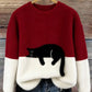 Womens Christmas Pullover Fleece Long-Sleeve Sweater