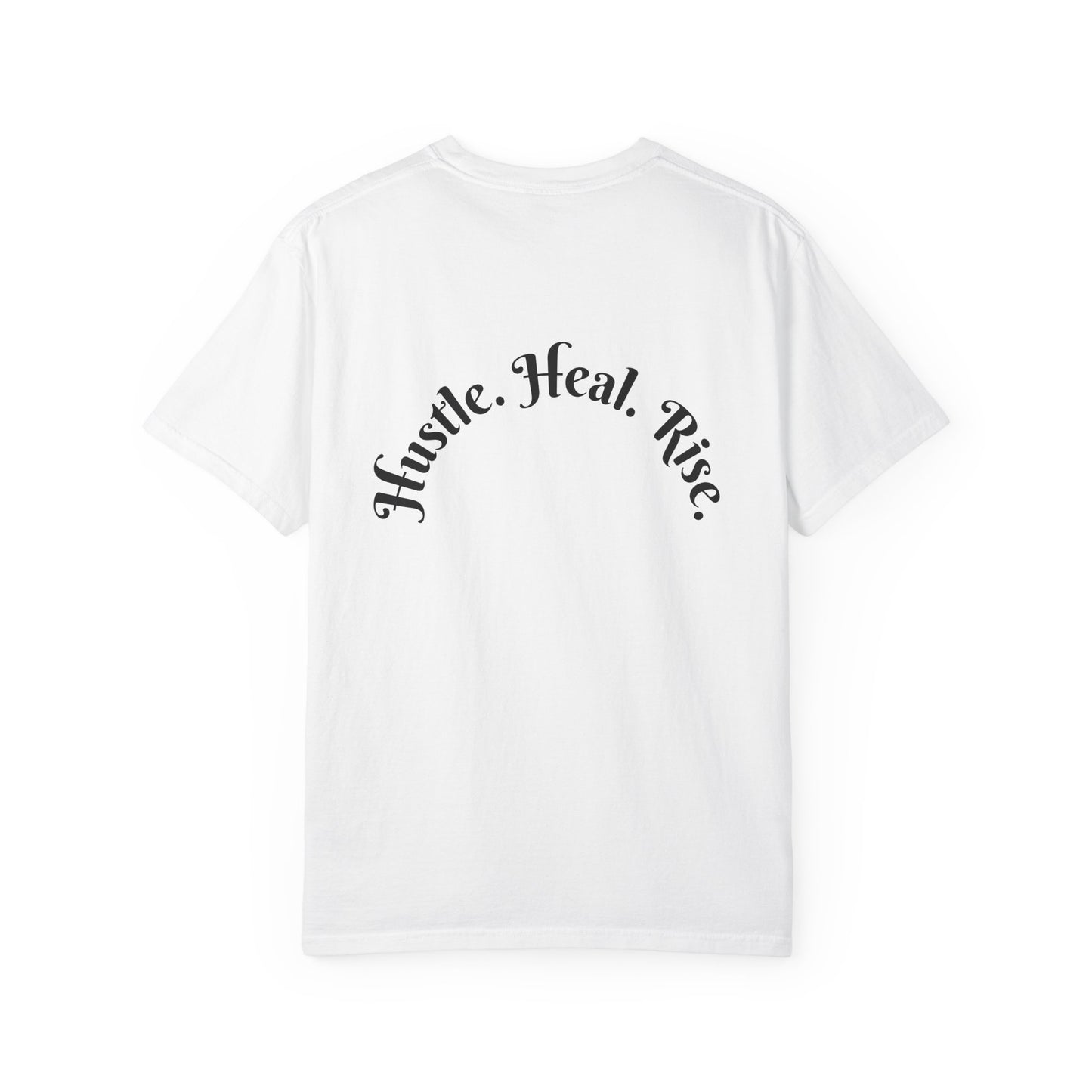 Electric Phoenix Graphic T‑Shirt — 'Hustle. Heal. Rise.' Motivational Tee