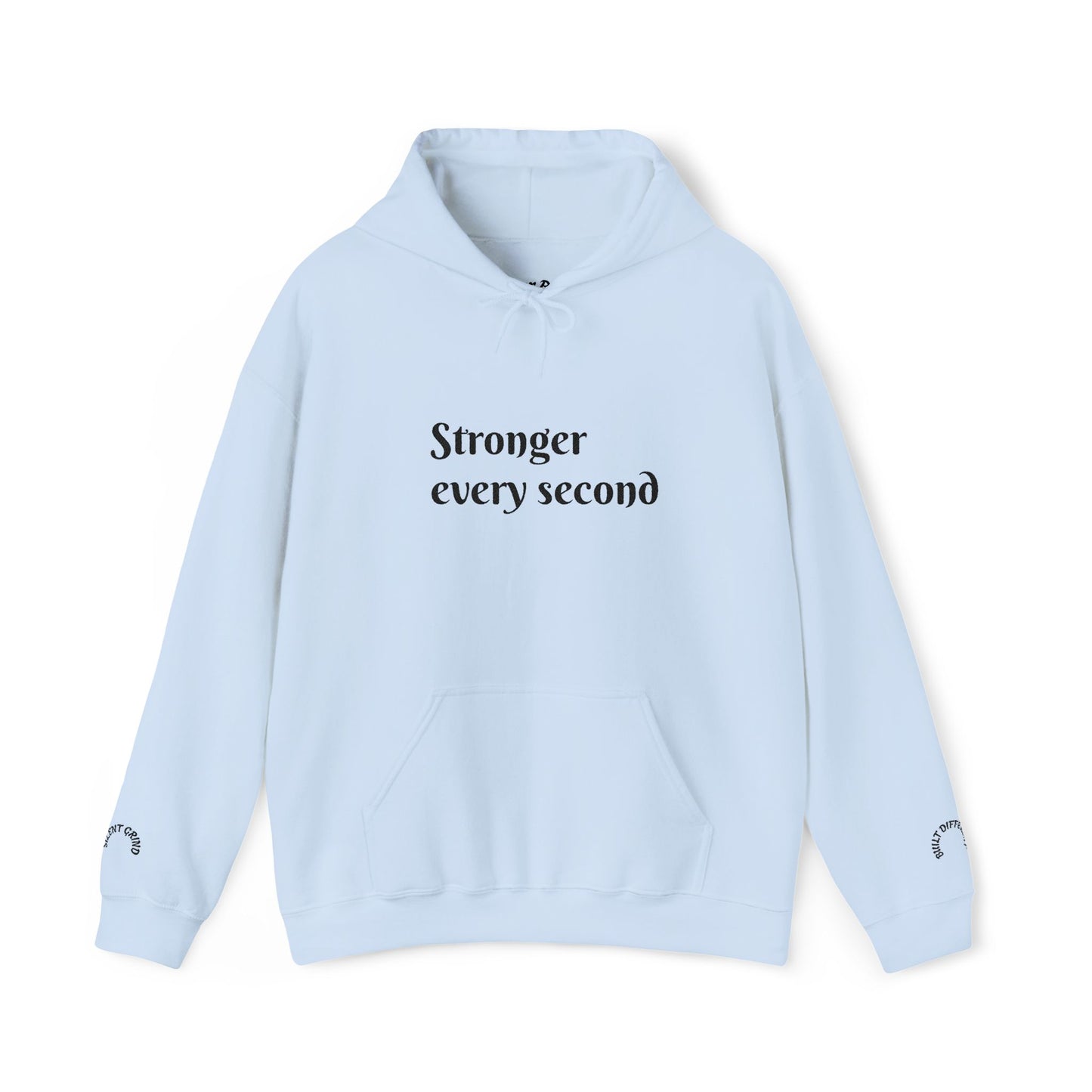 Stronger Every Second Hoodie — Inspirational Minimalist White Pullover