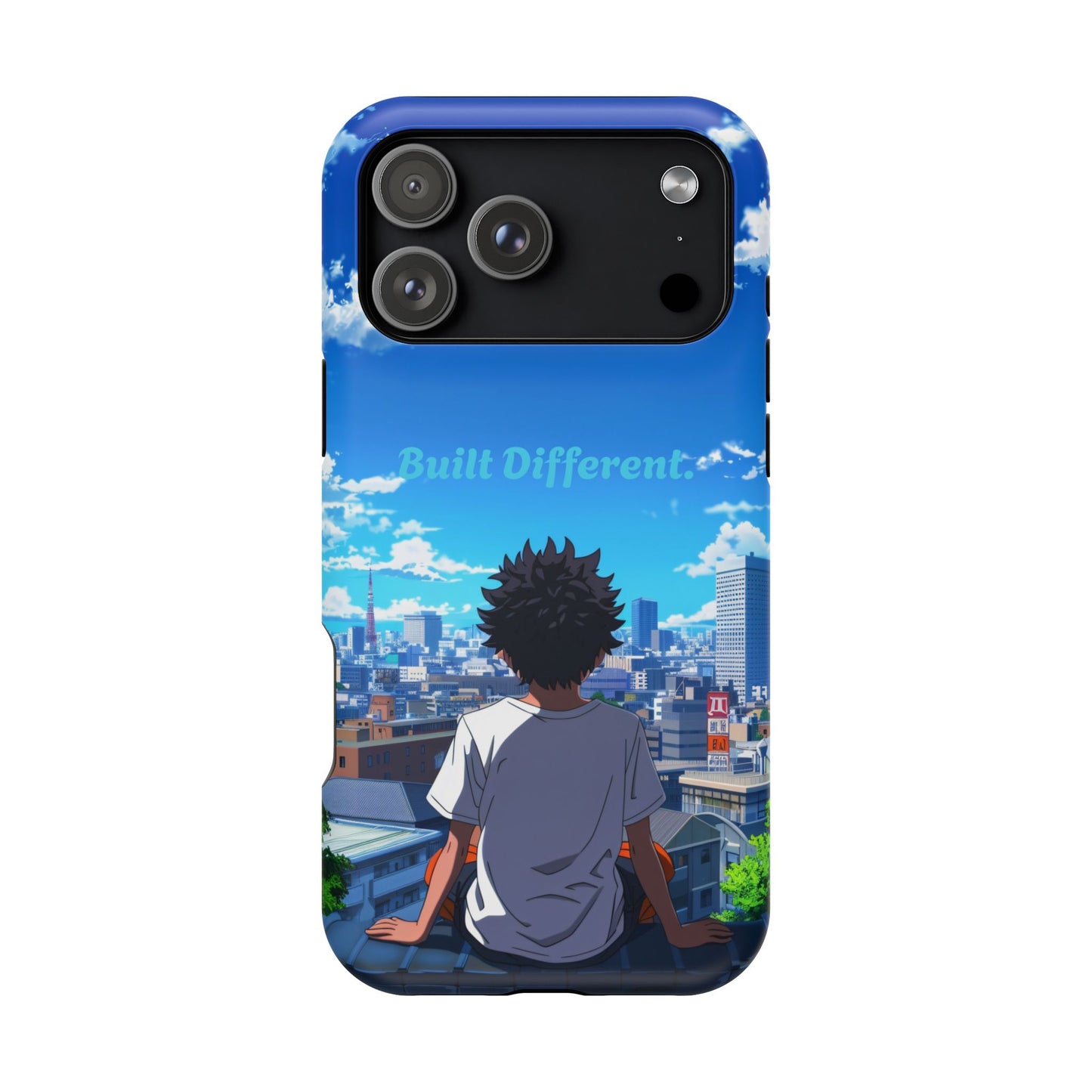 Phone Case — "Built Different" Anime Cityscape Impact-Resistant Case