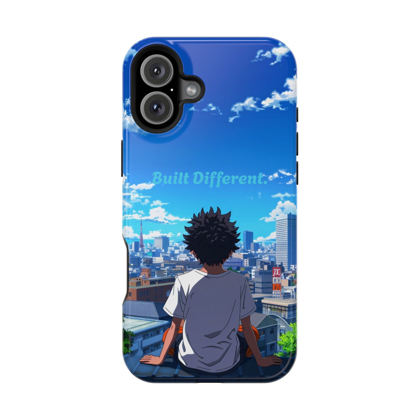 Phone Case — "Built Different" Anime Cityscape Impact-Resistant Case