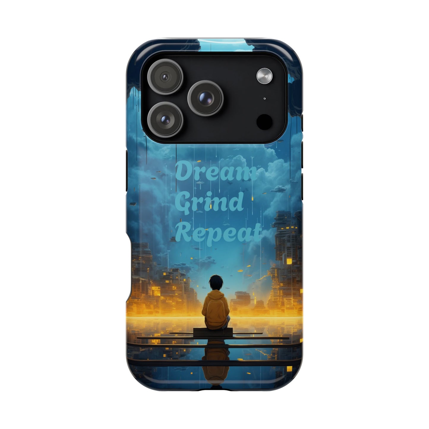 Impact-Resistant Case — "Dream Grind Repeat" Cityscape Phone Cover