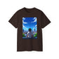 Anime Cityscape Tee — Boy Gazing at Blue Sky Graphic T-Shirt
