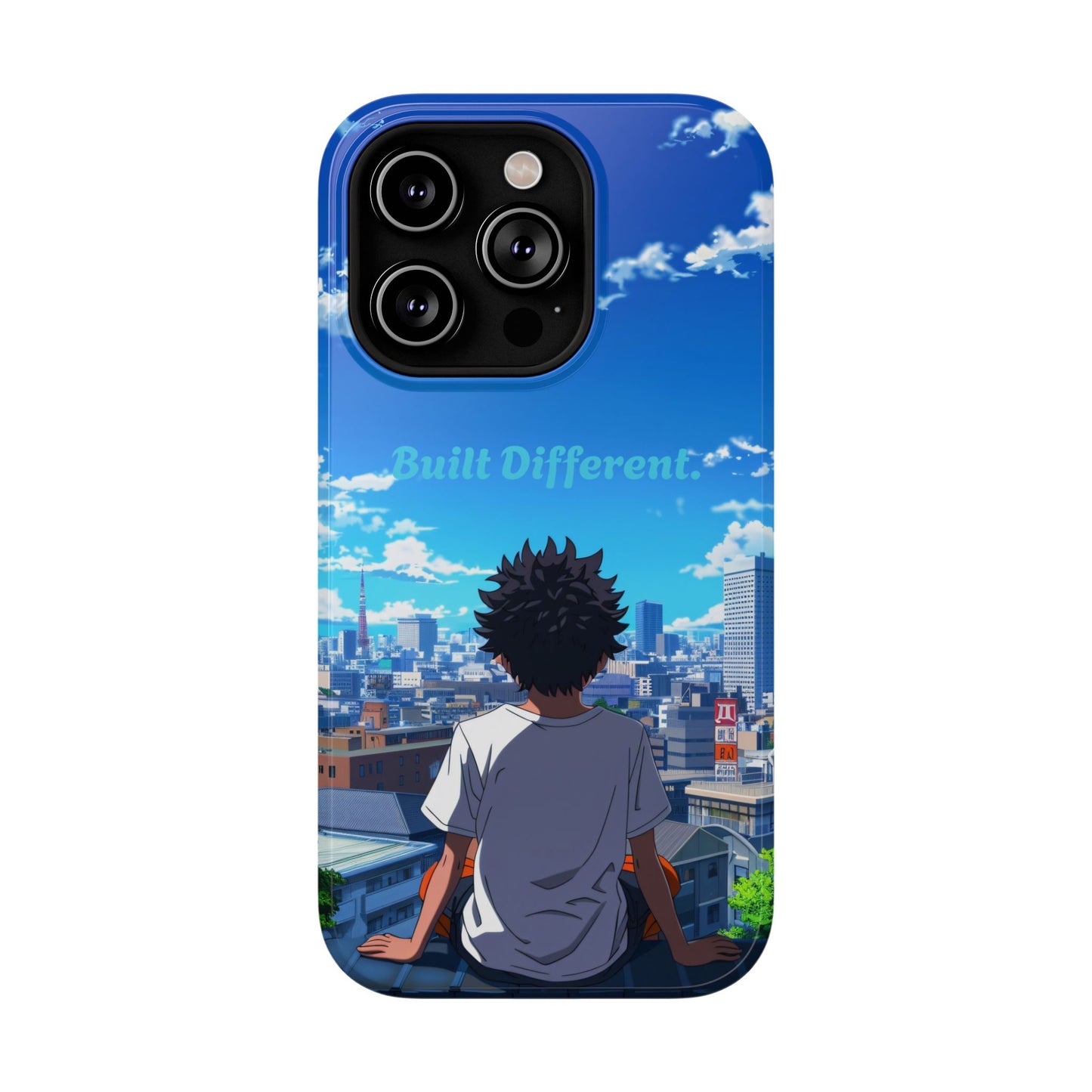 Phone Case — "Built Different" Anime Cityscape Impact-Resistant Case