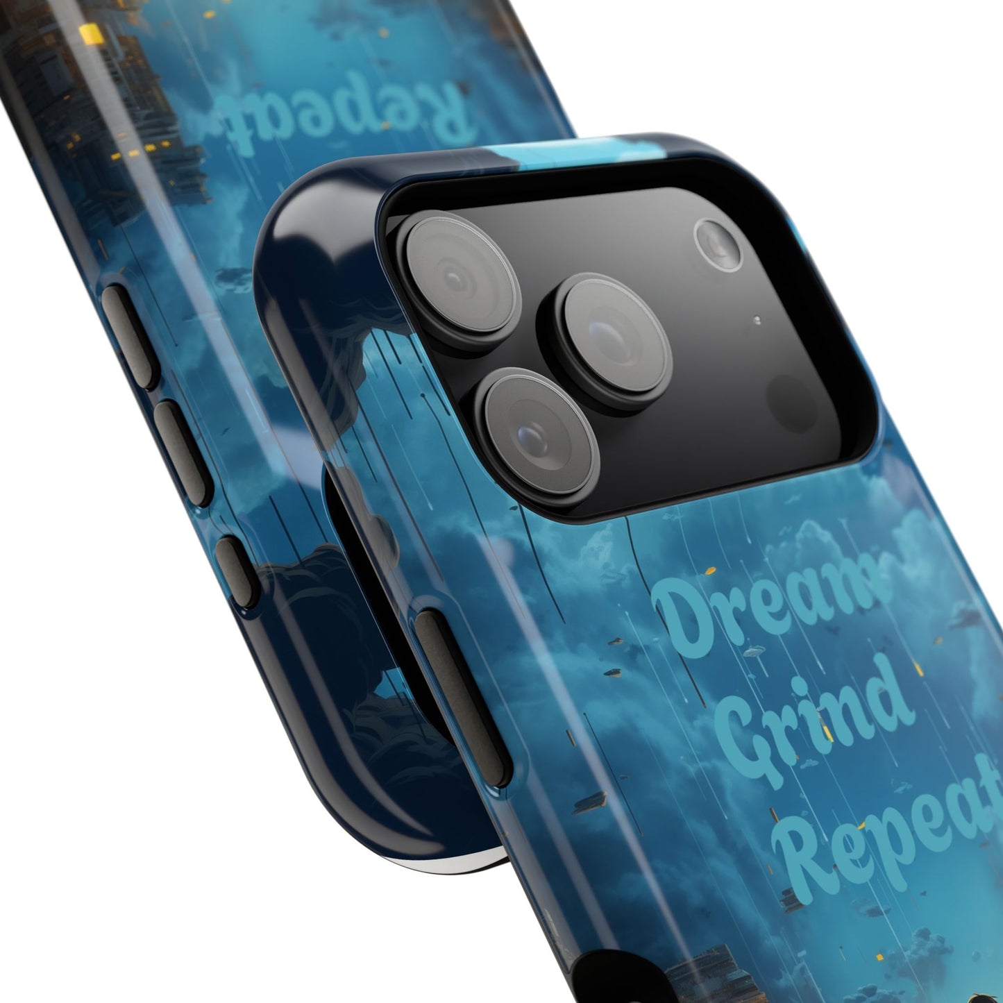 Impact-Resistant Case — "Dream Grind Repeat" Cityscape Phone Cover