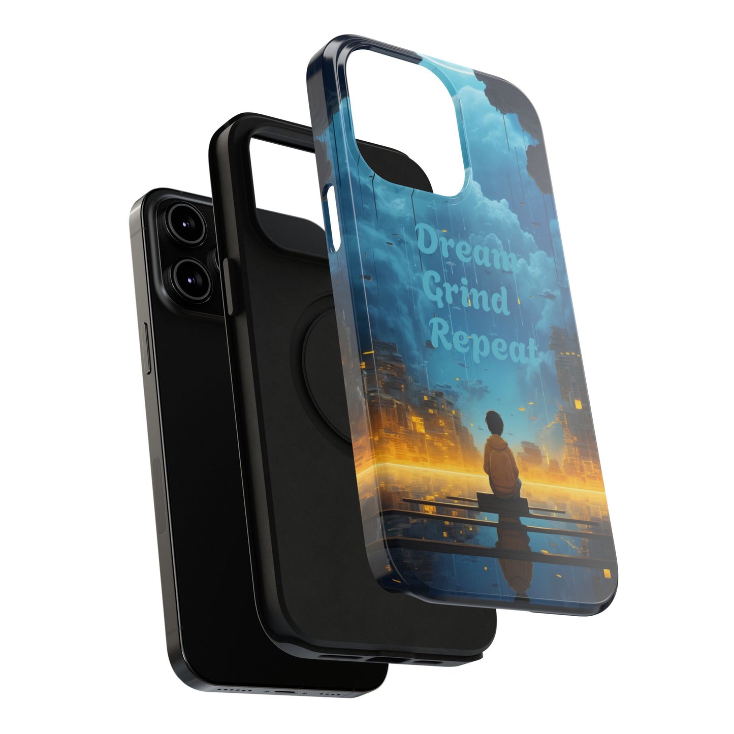 Impact-Resistant Case — "Dream Grind Repeat" Cityscape Phone Cover