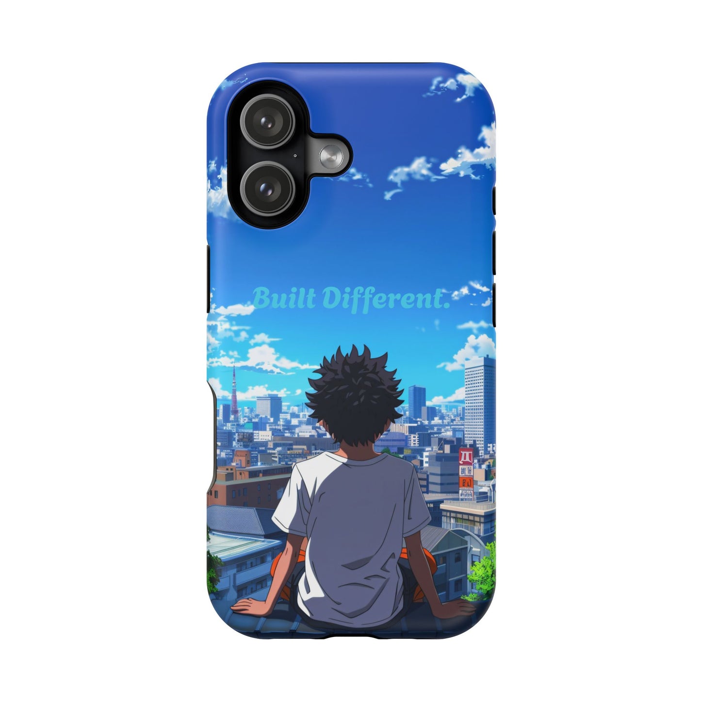 Phone Case — "Built Different" Anime Cityscape Impact-Resistant Case
