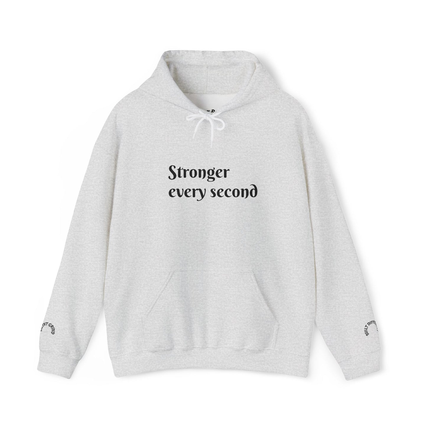 Stronger Every Second Hoodie — Inspirational Minimalist White Pullover