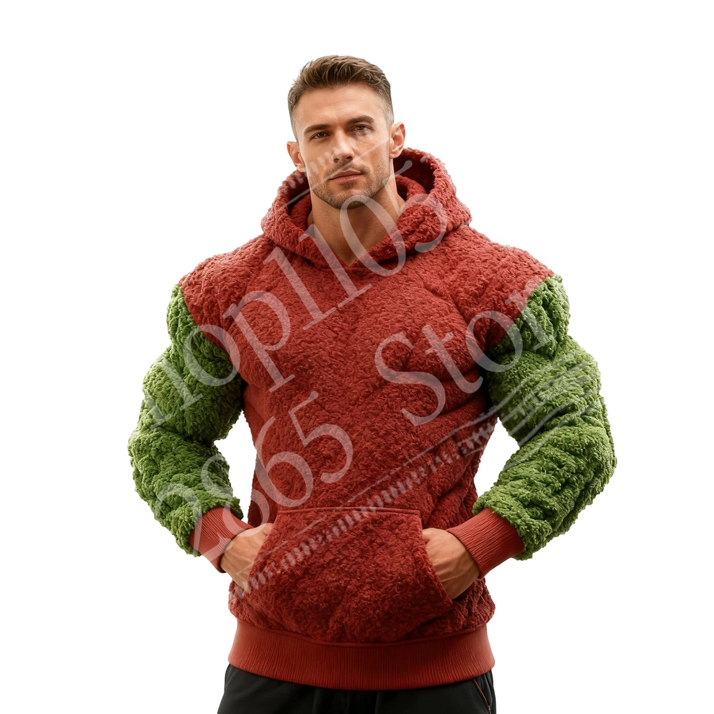 2026 Men's Fashion Flannel Hoodie Pullover Abdominal Muscle Design Sportswear Autumn Winter Casual Long Sleeve Hooded Sweatshirt