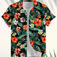 Hawaiian Botanical Flower Print Men's and Women's Short Sleeve Lapel Seaside Button-Down Shirt Top Casual Fashionable Shirts