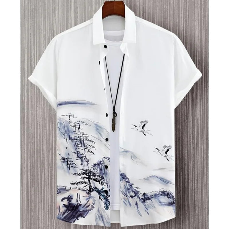 Oversized Hawaiian Simple Men'S Shirt Fashion 3d Printed Casual Retro Top Loose Wear Every Day Short Sleeved Comfort 2023 Summer